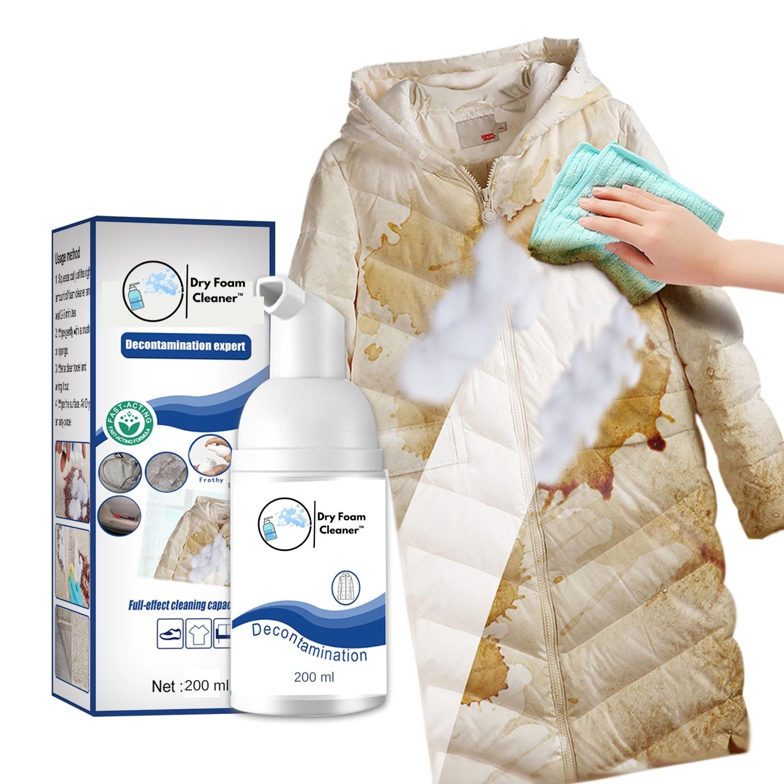 Down Jacket Dry Cleaner Foam Free Cleaning Detergent Stubborn Stain Clothes  Cleaner 180ml 